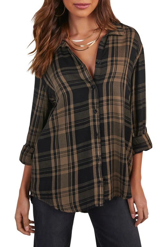 VICI Collection Seattle Plaid Herringbone Oversize Button-Up Shirt at Nordstrom, Size X-Small