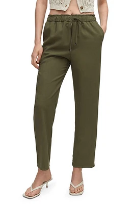 MANGO Flowy Straight Leg Pants in Khaki at Nordstrom, Size Large