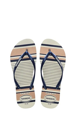 Havaianas Slim Nautical Flip Flop in Navy/Rose Gold/Navy at Nordstrom, Size 10 M