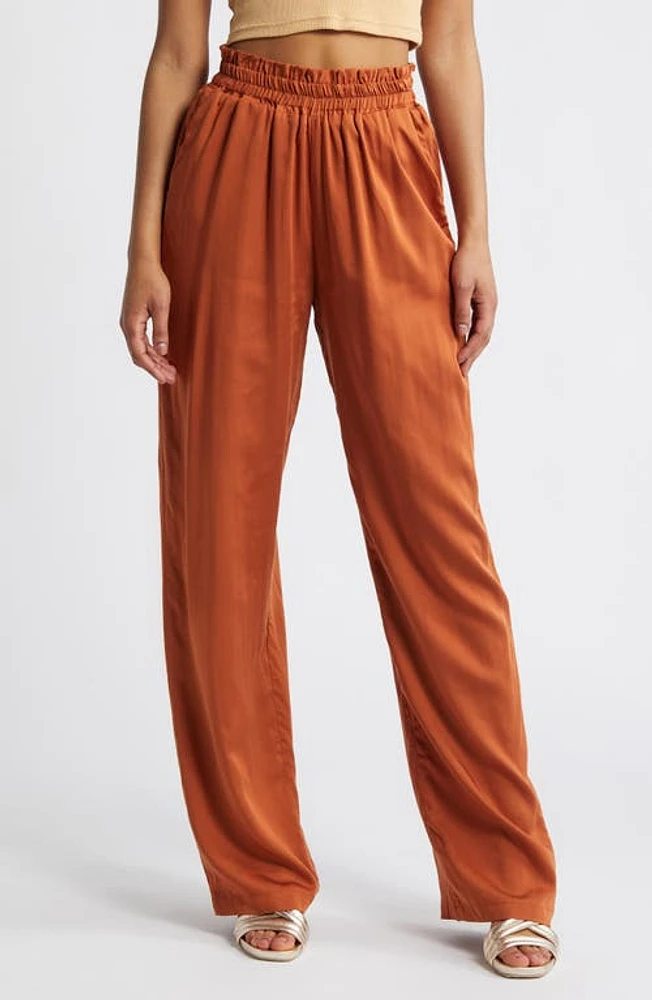 DIARRABLU Leer Palazzo Pants Rust at Nordstrom