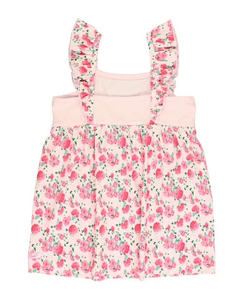 RuffleButts Toddler Ruffle Strap Mixed Print Dress in English Roses at Nordstrom