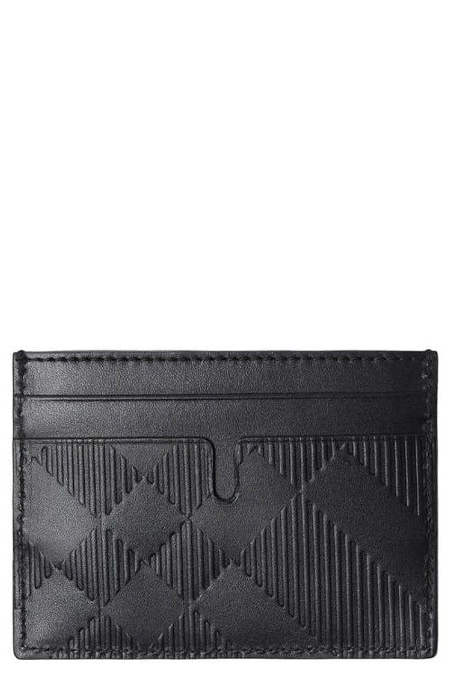 burberry Sandon Check Embossed Leather Card Case in Black at Nordstrom