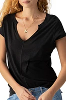 Sanctuary The New Girl Split Neck Cotton T-Shirt at Nordstrom,