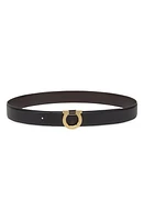 FERRAGAMO Double Gancio Leather Belt Nero Hickory at Nordstrom, Eu