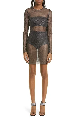 Stella McCartney Sheer Crystal Embellished Long Sleeve Mesh Dress Black at Nordstrom, Us