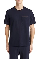 Ted Baker London Grine Piqué Pocket T-Shirt with Suede Trim in Navy at Nordstrom, Size 2