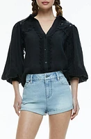 Alice + Olivia Venty Lace Detail Linen Button-Up Shirt at Nordstrom,