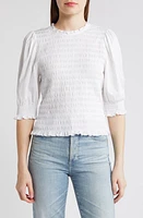 Veronica Beard Langston Smocked Ruffle Top White at Nordstrom,