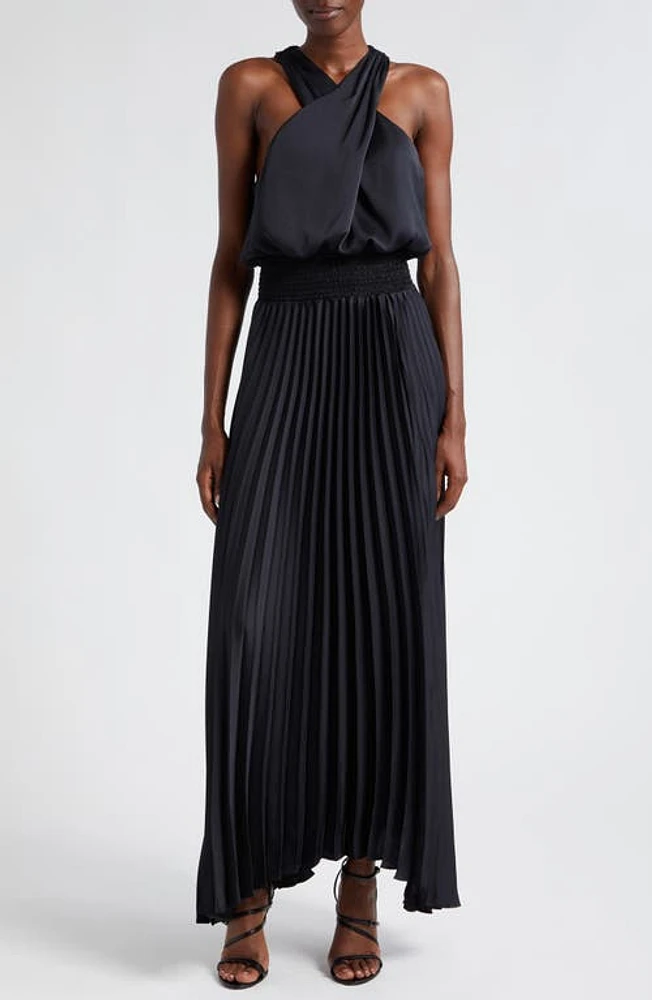 Ramy Brook Arina Pleated Maxi Dress in Black at Nordstrom, Size 0