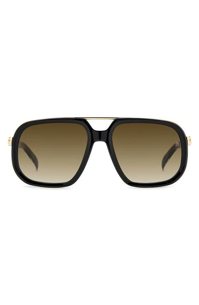 David Beckham Eyewear 57mm Square Sunglasses in Black Gold at Nordstrom