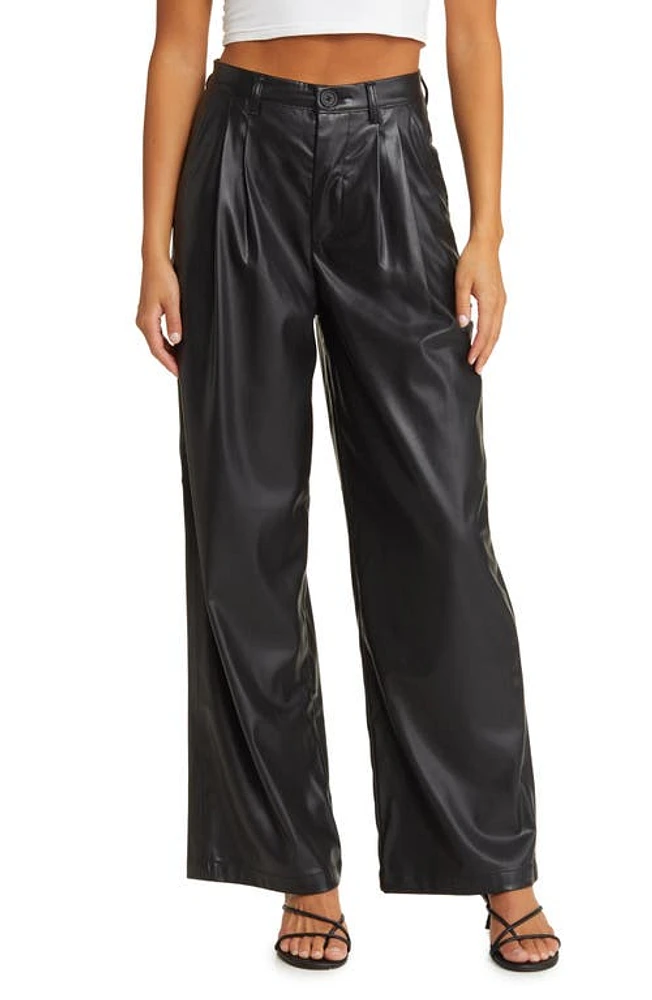 BLANKNYC Faux Leather Wide Leg Trousers Night Party at Nordstrom,