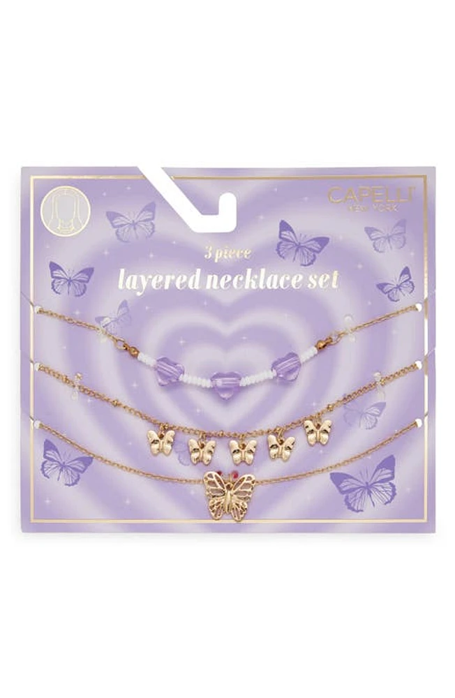 Capelli New York Kids' Assorted 3-Pack Necklaces in Purple Multi at Nordstrom