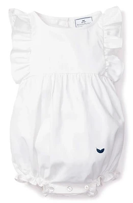 Petite Plume Ruffle Twill Romper White at Nordstrom,