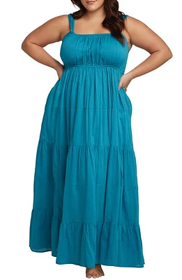 Artesands Resort Wear Cotton Cover-Up Maxi Sundress Teal at Nordstrom, Us