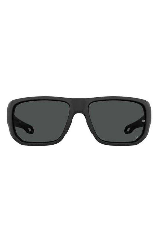 Under Armour Attack 2 63mm Wrap Sunglasses in Matte Black/Grey Oleophobic at Nordstrom