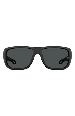 Under Armour Attack 2 63mm Wrap Sunglasses in Matte Black/Grey Oleophobic at Nordstrom