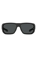 Under Armour Attack 2 63mm Wrap Sunglasses in Matte Black/Grey Oleophobic at Nordstrom