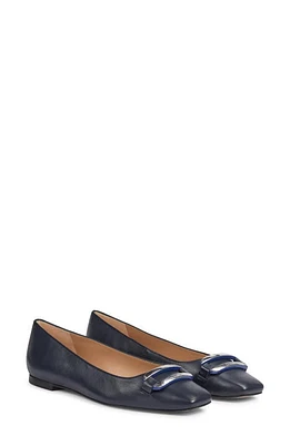 LK Bennett Cayden Square Toe Flat Navy at Nordstrom,