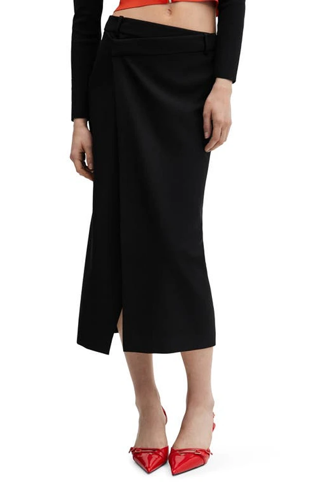 MANGO Falda Martina Midi Skirt Black at Nordstrom,