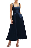 Dessy Collection Square Neck Sateen Midi Gown at Nordstrom,