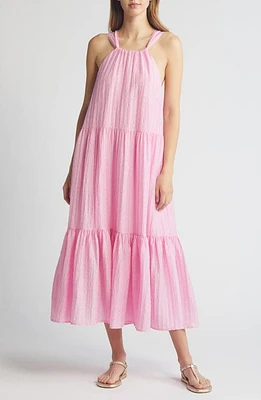 French Connection Aleska Textured Midi Dress Strawberry at Nordstrom,