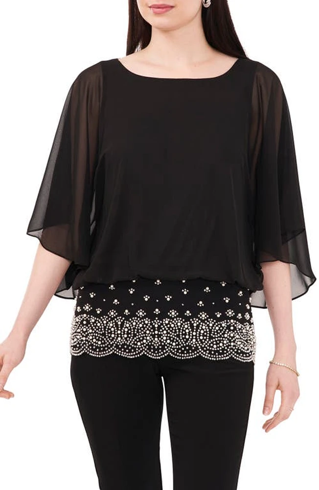 Chaus Embellished Border Top Black 001 at Nordstrom,