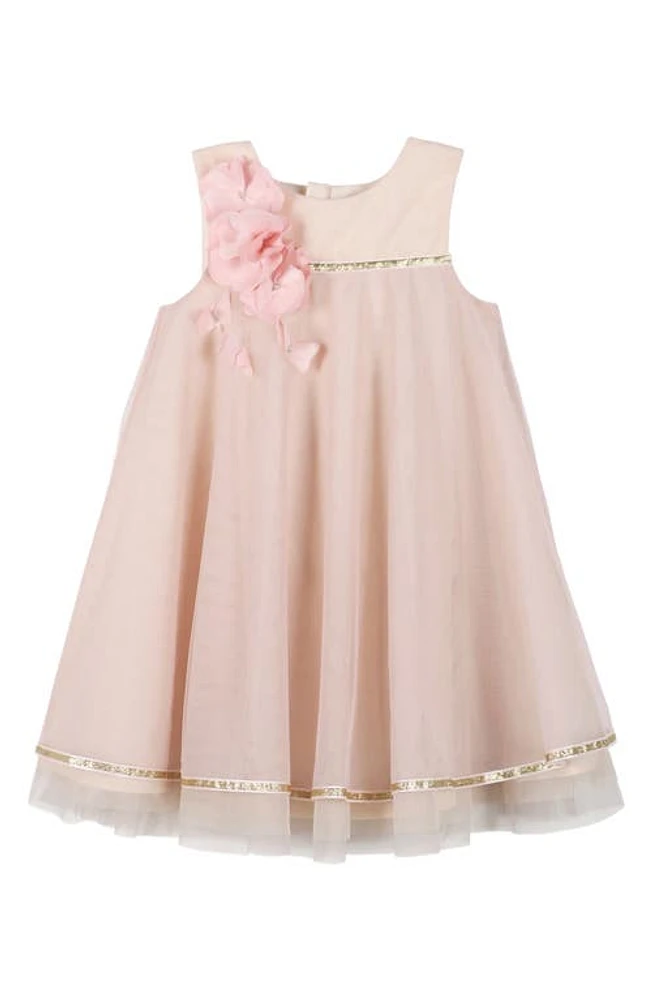 Zunie Kids' 3D Floral Babydoll Dress Blush at Nordstrom,