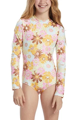 Billabong Kids' Flower Power Long Sleeve Rasguard Swimsuit Multi at Nordstrom,