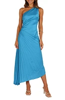 Petal & Pup Flin Asymmetric Pleat Cutout One-Shoulder Dress Blue at Nordstrom,