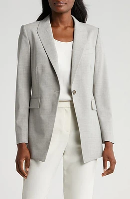 Theory Etiennette Wool Blend Blazer Light Grey Melange at Nordstrom,