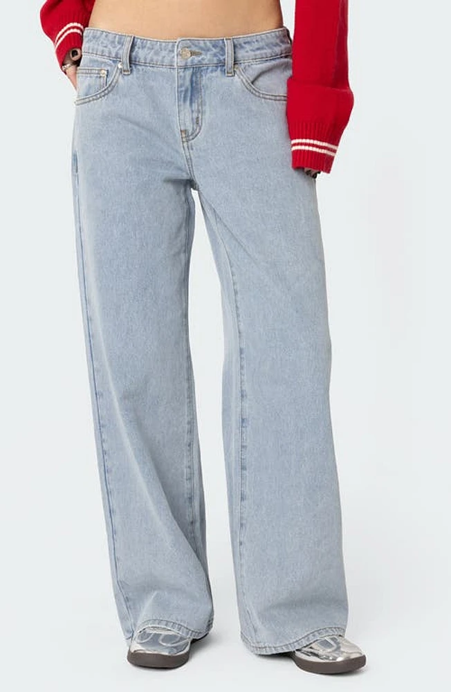 EDIKTED Raelynn Washed Low Rise Jeans Light-Blue at Nordstrom,