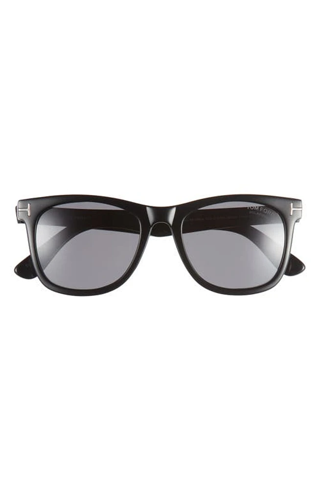 TOM FORD Kevyn 52mm Polarized Square Sunglasses in Shiny Black /Smoke at Nordstrom