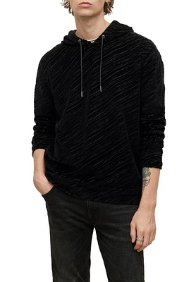 John Varvatos Regular Fit Stripe Hoodie Black at Nordstrom,