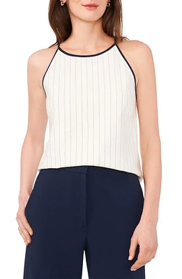 halogen(r) Piped Linen Blend Tank New Ivory Stripe at Nordstrom,