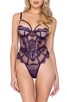 Roma Confidential Sugar Plum Eyelash Lace Teddy in Purple at Nordstrom