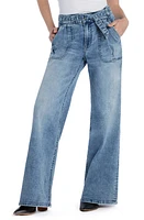 HINT OF BLU Mighty Belted High Waist Wide Leg Jeans Blue at Nordstrom,