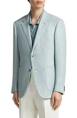 ZEGNA Fairway Crossover Linen & Wool Blend Sport Coat in Seafoam Blue at Nordstrom, Size 42 Us