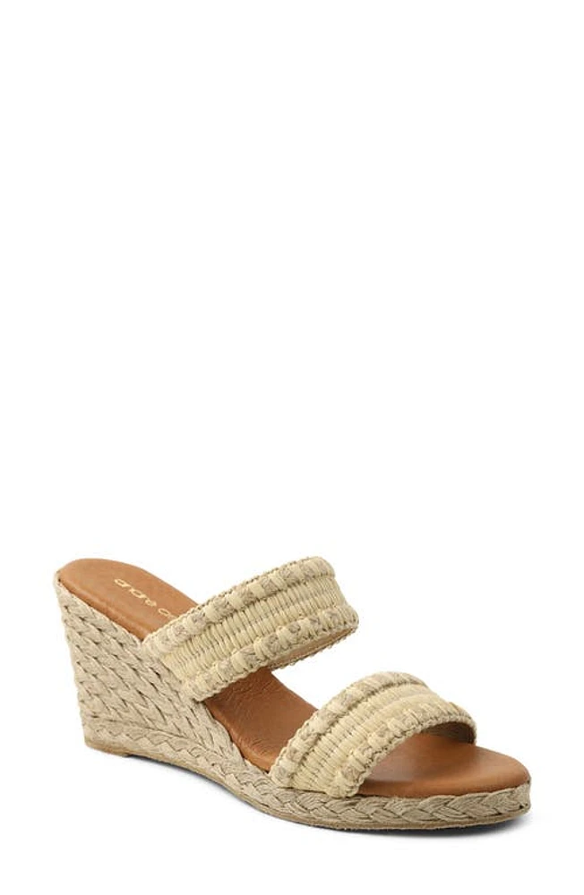 André Assous Nolita Raffia Wedge Slide Sandal Sand Fabric at Nordstrom,