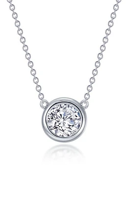 Lafonn Simulated Diamond Solitaire Pendant Necklace in White at Nordstrom, Size 16