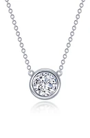 Lafonn Simulated Diamond Solitaire Pendant Necklace in White at Nordstrom, Size 16