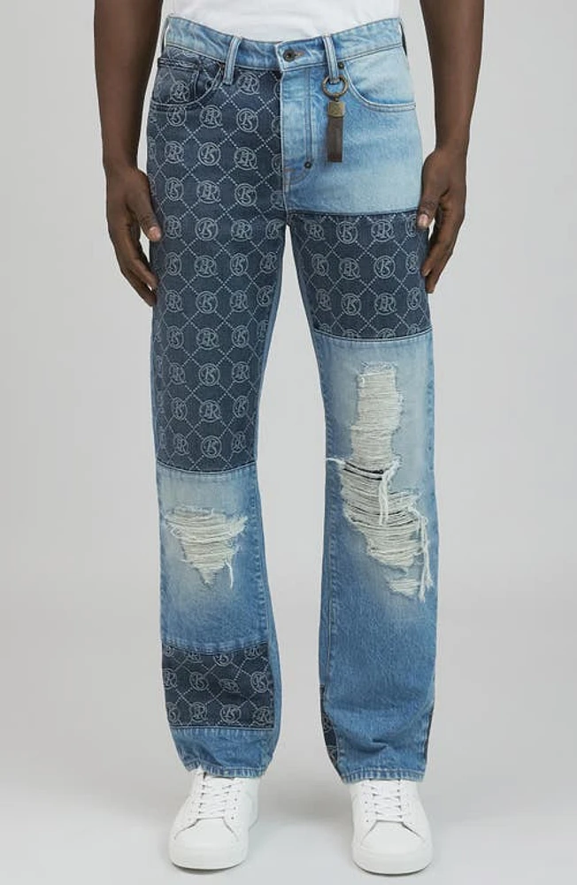 PRPS Kure Ripped Patchwork Jeans Indigo at Nordstrom,