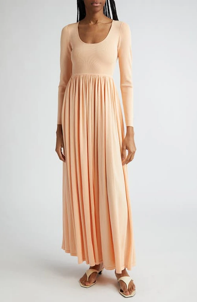 Zimmermann Natura Metallic Long Sleeve Maxi Sweater Dress Peach at Nordstrom,