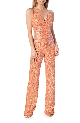 Dress the Population Charlie Sequin Jumpsuit Apricot Multi at Nordstrom,