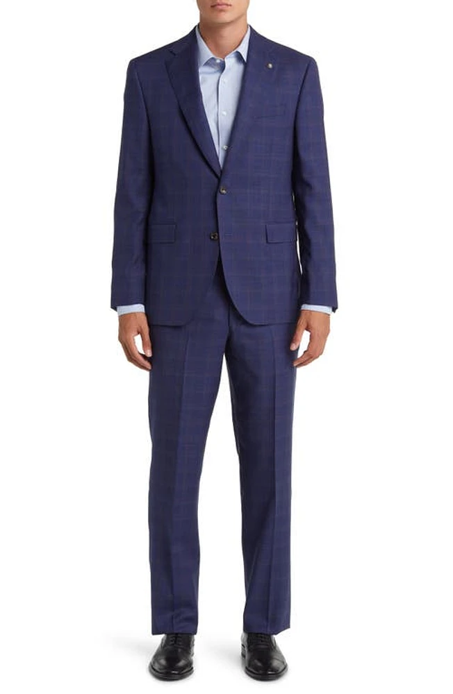 Jack Victor Esprit Soft Constructed Deco Plaid Wool Suit Navy at Nordstrom,