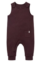 MORI Ribbed Fitted Overall Romper in Ribbed Berry at Nordstrom