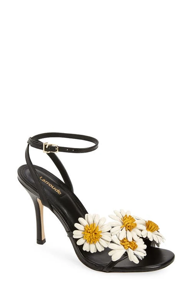 Larroudé Fiore Ankle Strap Sandal Black/Ivory at Nordstrom,