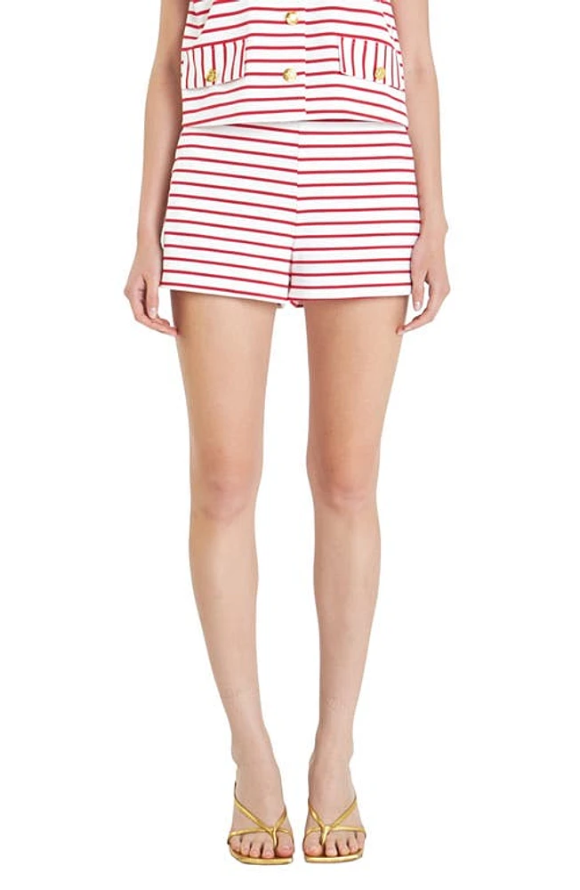 English Factory Stripe Knit Shorts White/Red at Nordstrom,