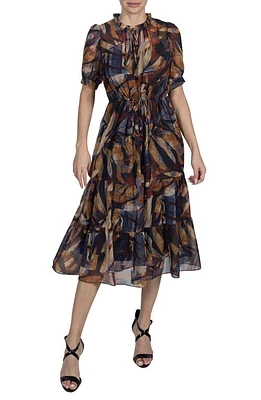 Julia Jordan Abstract Print A-Line Dress Brown Multi at Nordstrom,