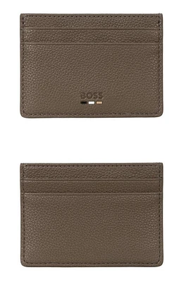 BOSS Ray Faux Leather Card Case in Open Brown at Nordstrom