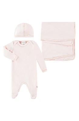 PAIGELAUREN Welcome Home Fleece Footie, Hat & Blanket Set in Pink at Nordstrom, Size 0-3 M